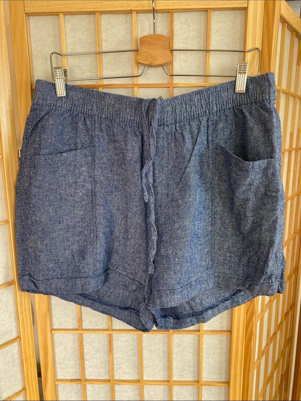 Old Navy Chambray Blue Linen Blend Casual Shorts